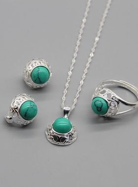 民族风925纯银三件套蒙古套装