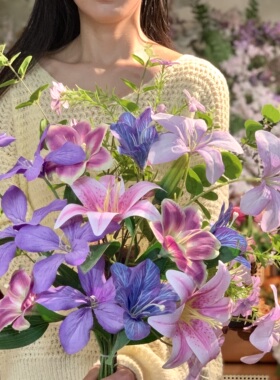 仿真花火焰兰百合花假花花束森系