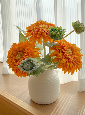 泰迪向日葵花装饰餐桌花摆件