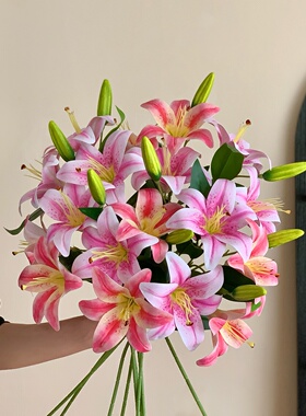 仿真高档3D百合花家居餐桌装饰