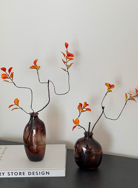中古风玻璃花瓶摆件客厅插花装饰