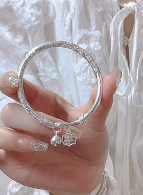 足银9999吉言铃铛手镯女