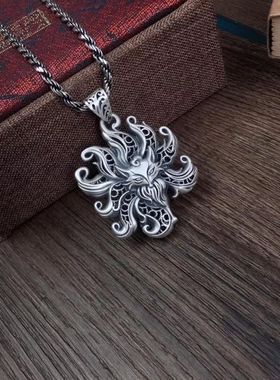 复古镂空招桃花轻奢款吊坠项链