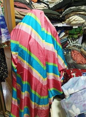 桑蚕丝真丝绸彩虹条纹印花斜纹绸裙制衣服装面料丝巾布料宽1.4米