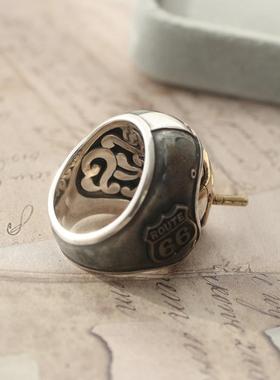 戒指925纯银朋克机车戒指