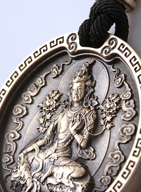 三味佛缘男女纯铜纯银精雕刻挂坠