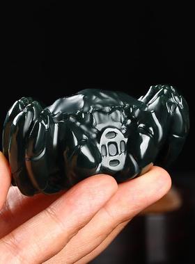 塔青和田玉螃蟹玉把件玉石手把件