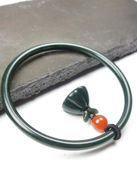 和田玉青玉叮当踏青带莲蓬美人镯