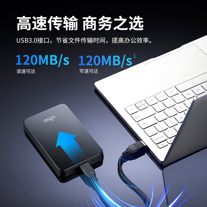 爱国者2t移动硬盘1t定制刻字USB3.0高速500g手机电脑外接硬盘4t-图1