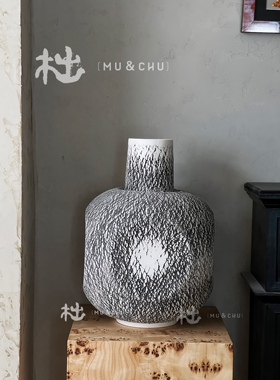 木出家居|侘寂创意陶瓷刀痕冰裂大花瓶慵懒餐厅售楼处民宿样板房