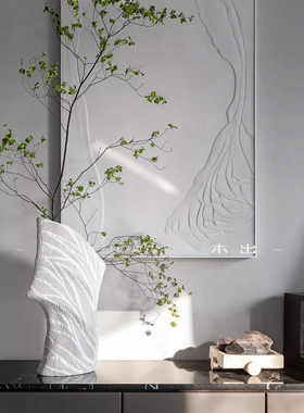 木手工白色陶瓷花瓣鱼鳞雕塑现代