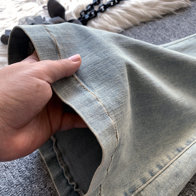 浅蓝色破洞大喇叭牛仔裤女夏季复古高腰毛边修身显瘦高个子微喇裤,淘宝优惠券,粉丝福利购,淘宝优惠卷