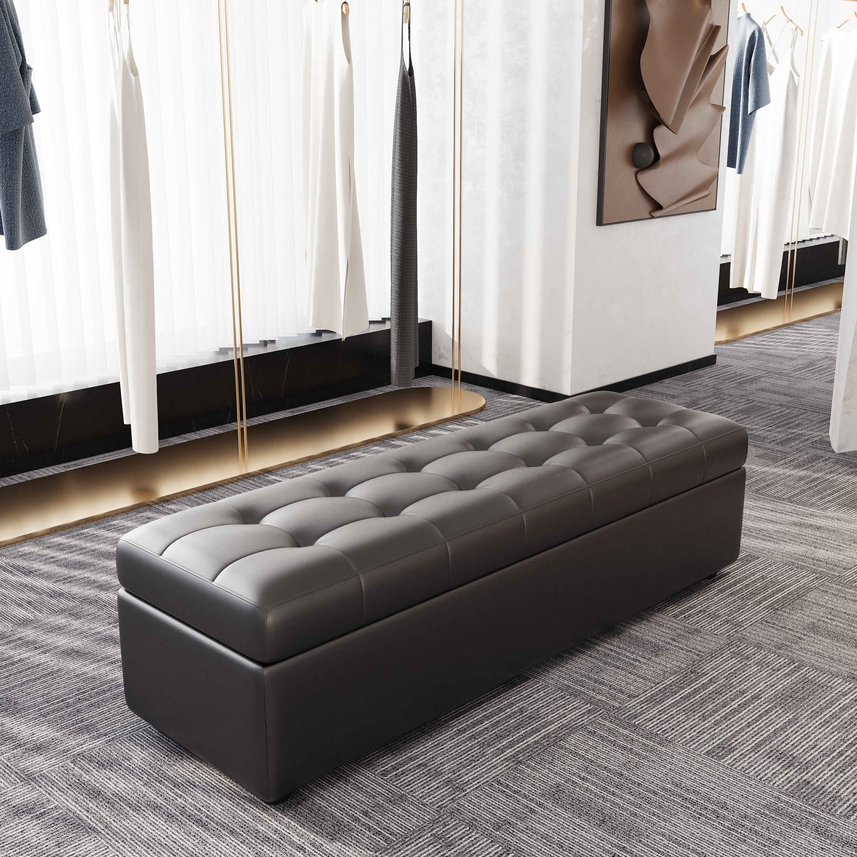 入户真皮收纳凳长款大容量家用储物凳沙发脚踏床尾店铺休息长凳子,淘宝优惠券,粉丝福利购,淘宝优惠卷