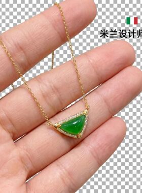 米兰【设计师】时尚潮流新中式三角玉髓项链女轻奢锁骨链高级感
