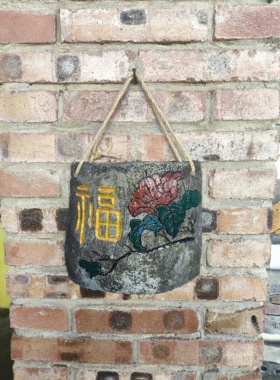 瓦片画雕刻绘画福挂件花园户外墙壁装饰画山茶花