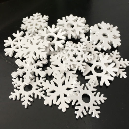 50粒/包3.5cm白色雪花圣诞系列木片手工diy木质工艺品幼儿园装饰 - 图0