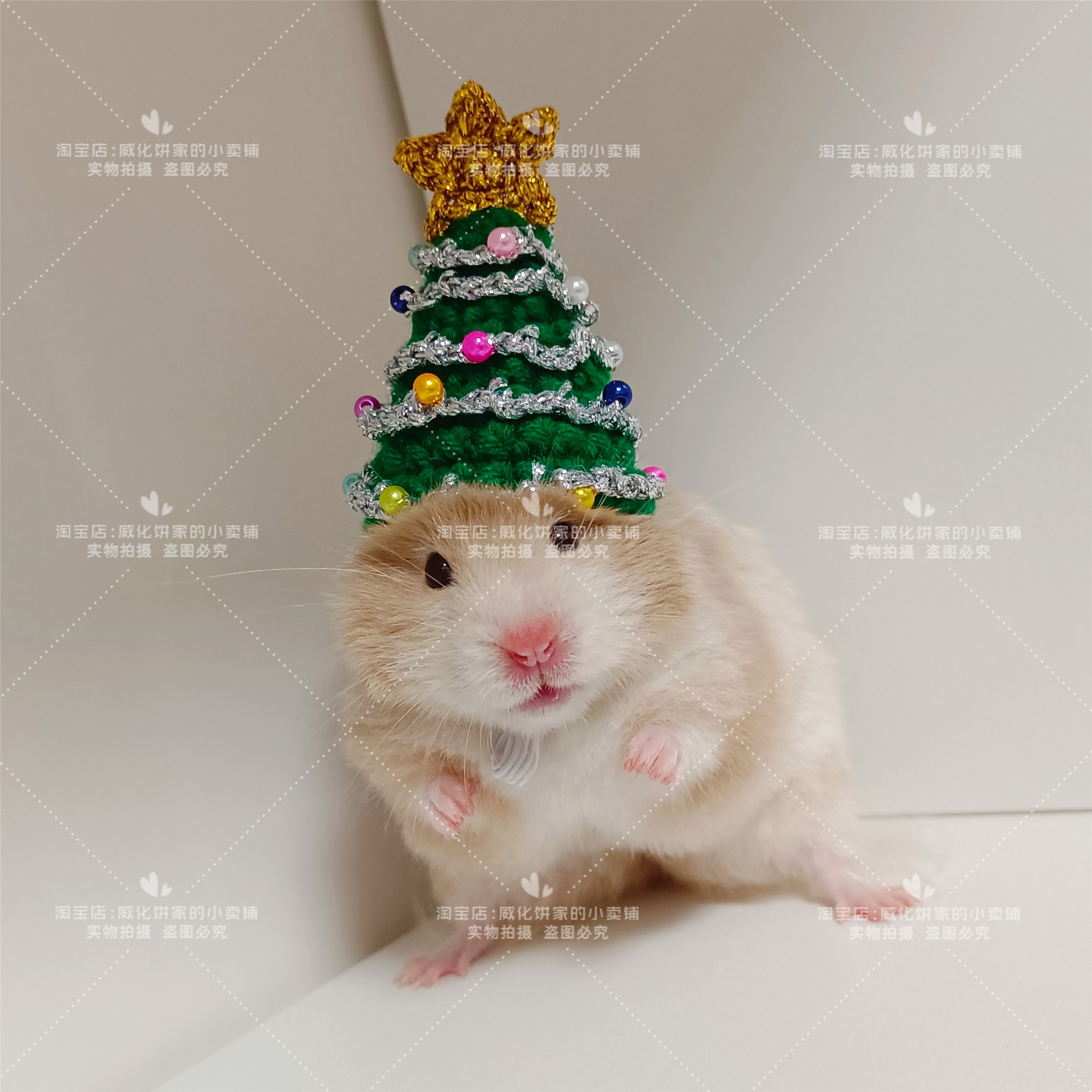 【威化饼家】圣诞帽 仓鼠帽子金丝熊花枝鼠豹纹守宫豚鼠宠物拍照,淘宝优惠券,粉丝福利购,淘宝优惠卷