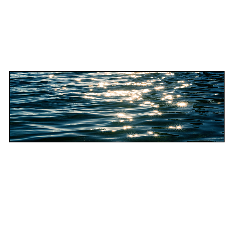 波光粼粼大海水面装饰画水波纹平静海浪蓝色客厅卧室沙发挂画横版-图3