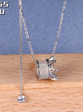 S925银皇冠项链女ins精致锁骨链