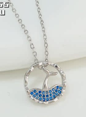 s925纯银简约美人鱼尾吊坠锁骨链