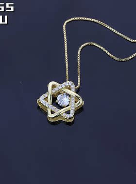 s925纯银六芒星项链女百搭