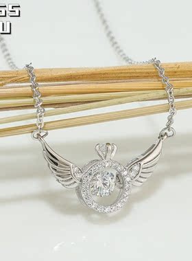 s925纯银饰天使翅膀灵动项链女