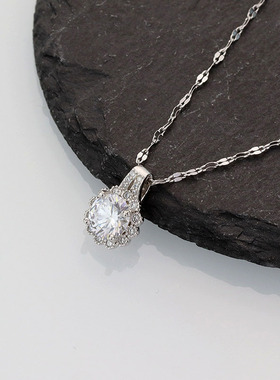 999纯银一克拉莫桑钻项链吊坠女