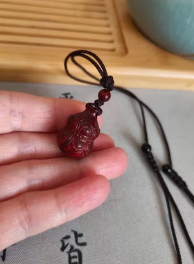 天然印度小叶紫檀木葫芦莲花吊坠项链毛衣链男女一生福禄好运连连