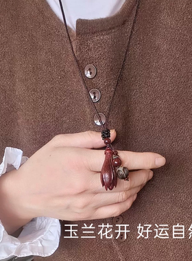 项链女款木质古风文艺吊坠