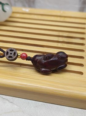 印度小叶紫檀木精雕貔貅吊坠男女项链毛衣链好运连连招财纳福