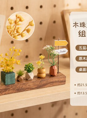 猫猫不卷实木洞洞板植物花盆摆件