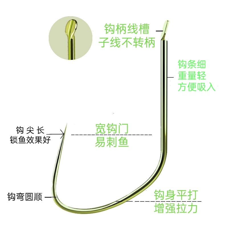 竞技狼䥺牙改良钓鱼钩细条超轻钛合金黑坑鲤鱼鲫鱼偷驴线槽无倒刺-图0