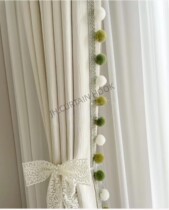 Minimalist modern new curtain suede velveball lace trim upright wool suede ball accessories window gauze dotted with hanging ears streaming suo