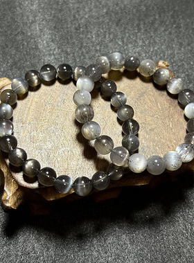 天然黑太阳手链 霸气黑金骨干晶 金银星光猫眼太阳石能量强