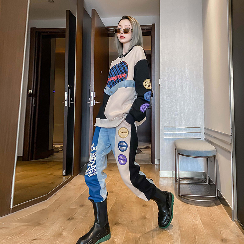 时尚套装女卫衣+卫裤欧洲站新款洋气减龄休闲时髦欧货炸街网红潮,淘宝优惠券,粉丝福利购,淘宝优惠卷