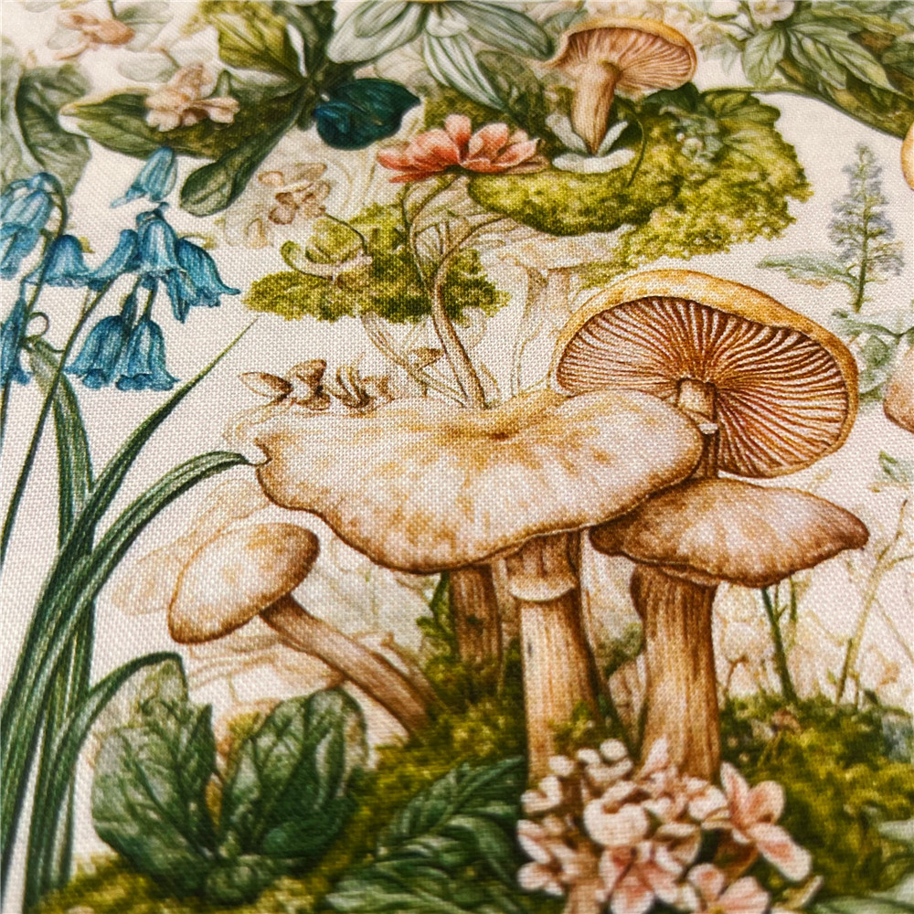 20支复古昆虫花园花卉蘑菇纯棉面料印花平纹棉布手工DIY布料服饰 - 图3