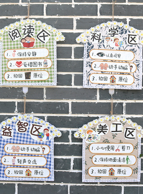区域牌木质麻布房子规则墙面吊饰