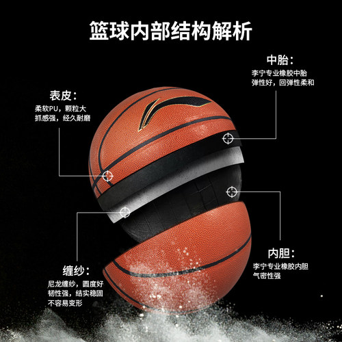 李宁篮球7号PU大学生男女专用室内外正品耐磨防滑比赛训练5号蓝球 - 图2