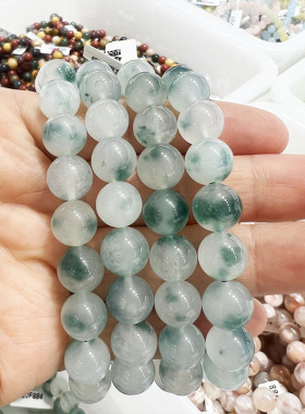 天然水晶玛瑙绿飘花手链女款新品