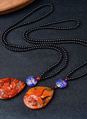 精品北票战国红雕刻吊坠老鹰大展宏图项链挂件送礼佳品男女款式