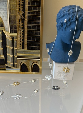 合金雏菊花朵贝壳毛衣链长项链