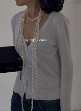 珍珠串珠多层长项链毛衣链层叠