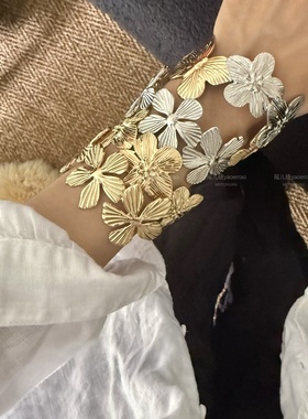花朵蝴蝶元素金属手镯环
