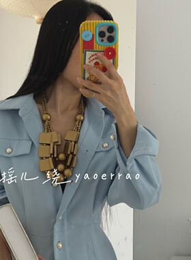 多层串珠项链金色颈链气质女