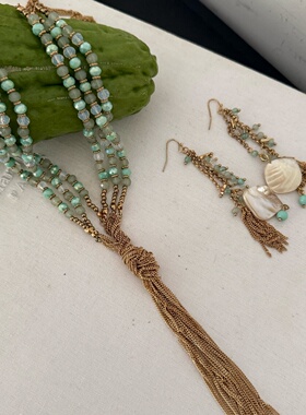 金属项链流苏贝壳颈链毛衣链