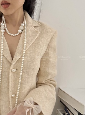 优雅大珍珠串长项链多层颈链女