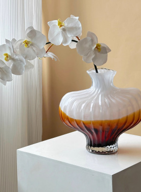 复古琉璃花瓶摆件不规则艺术高级感客厅插花装饰设计家居玻璃花