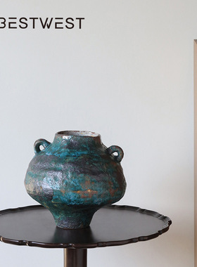 诧寂风斑驳陶瓷花瓶中式插花摆件家居客厅酒店民宿高级感装饰摆件