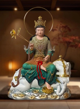 文殊普贤菩萨树脂佛像供奉摆件