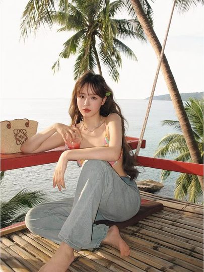 Bikini traje de baño con aros push up playa de aguas termales